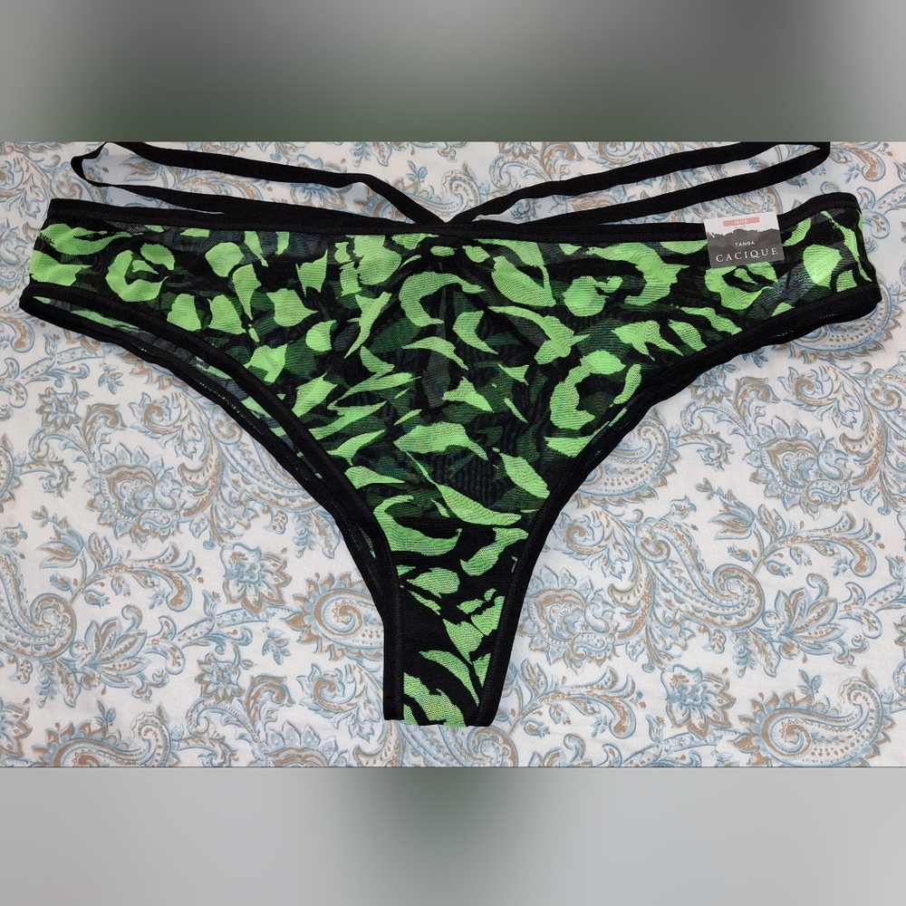 Women's Cacique Plus Size Strappy Tanga Panties With Back Cutouts Size 14/16